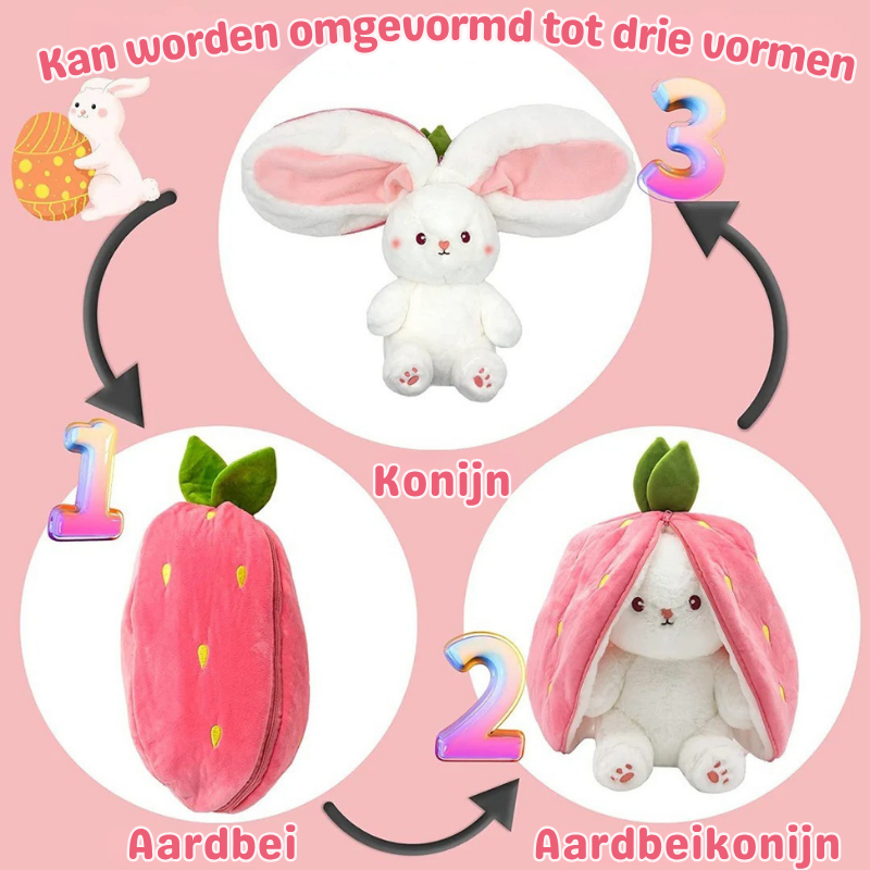 StrawberryBunny™ – Aardbei & Wortel Veranderbare Plysch Kanin