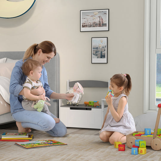 PlayBench™ – 2-in-1 Speelgoedkist & Zitbank – Opbergbank met Rugleuning en Armleuningen