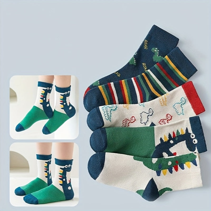 DinoSteps™ – 10-Pack Jongens Wintersokken Set – Warme Mid-Calf Sokken