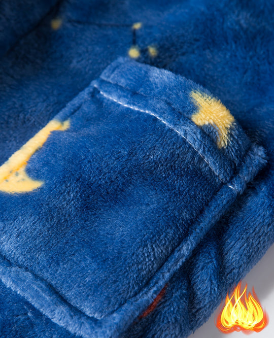 SpaceDreamRobe™ – Jongens Fleece Badjas met Capuchon en Astronautenprint