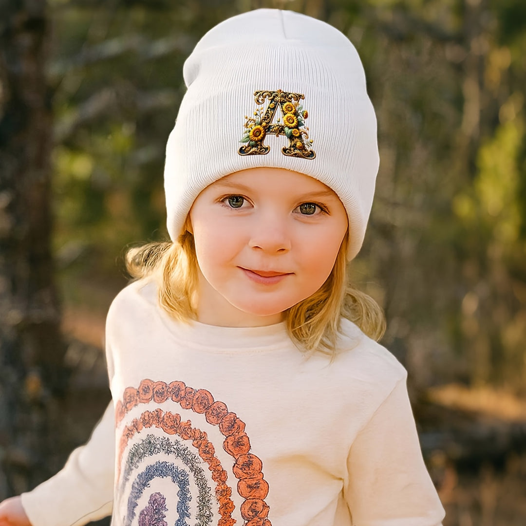 GoldenLetter™ – Meisjes Initialen Muts – Zacht & Winter Warm