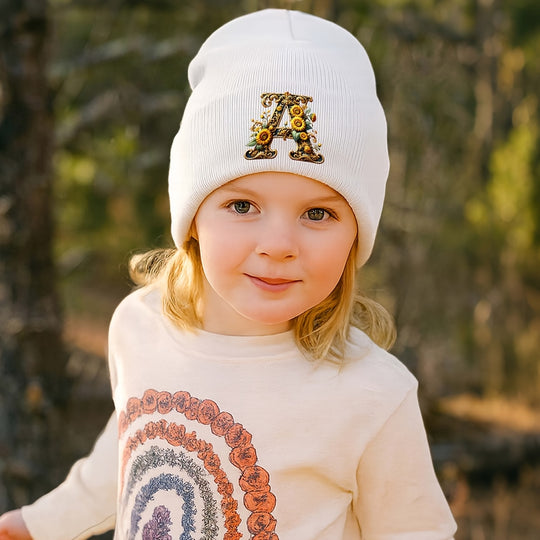 GoldenLetter™ – Meisjes Initialen Muts – Zacht & Winter Warm