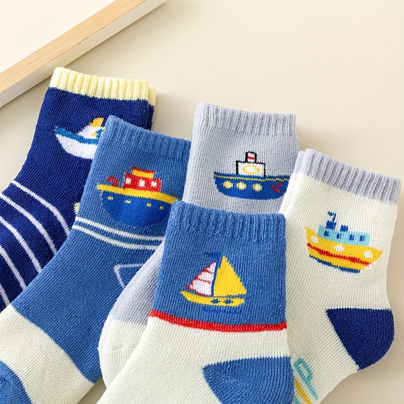 SailCrew™ – 5-Pack Kindersokken – Dikke Winter Sokken