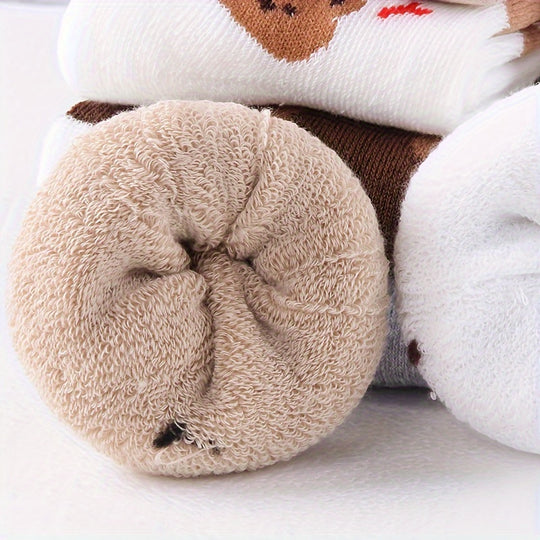 BearCharm™ – 5-Pack Meisjes Wintersokken Set – Warme Dikke Sokken