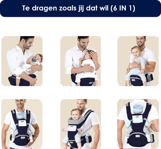 Milo & Moon - Unisex Baby Draagzak Grijs 6-in-1