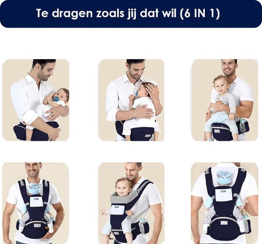 Milo & Moon - Unisex Baby Draagzak Grijs 6-in-1