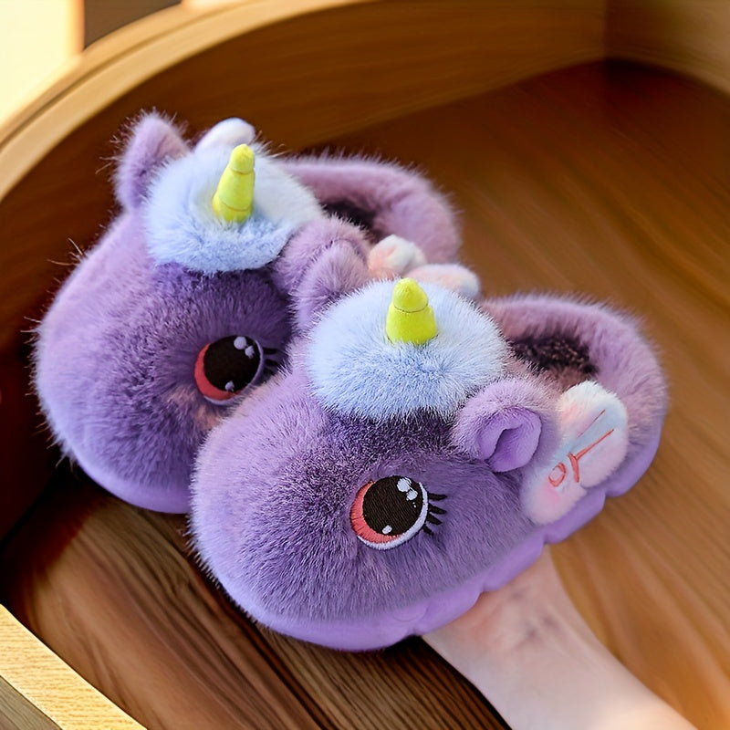 UniCozy™ – Meisjes Eenhoorn Winterhuispantoffels met Pluche