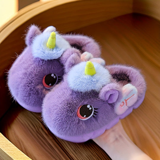 UniCozy™ – Meisjes Eenhoorn Winterhuispantoffels met Pluche