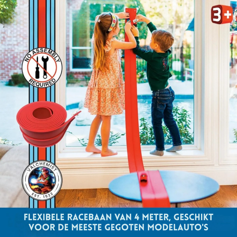 RaceRoll – Flexibele Racebaan met Push-and-Go Autootjes – Speelgoed