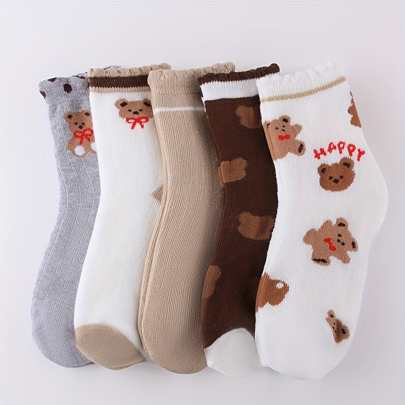 BearCharm™ – 5-Pack Meisjes Wintersokken Set – Warme Dikke Sokken