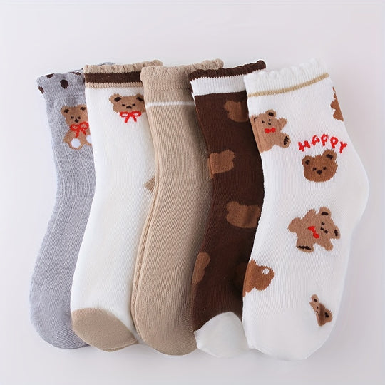 BearCharm™ – 5-Pack Meisjes Wintersokken Set – Warme Dikke Sokken