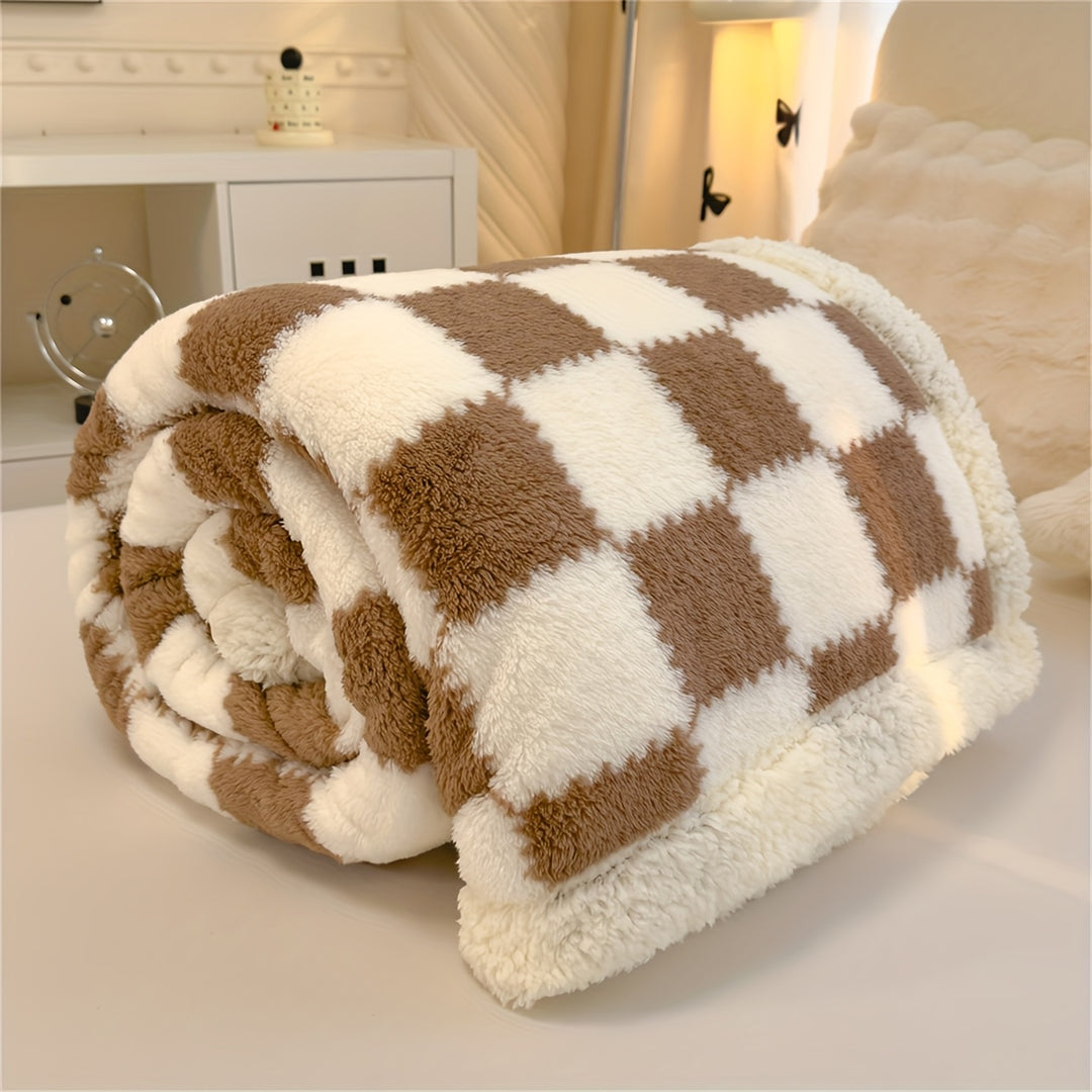 CheckaSherpa™ – Luxe Geruite Sherpa Deken – Dubbelzijdige Pluche Plaid