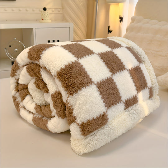 CheckaSherpa™ – Luxe Geruite Sherpa Deken – Dubbelzijdige Pluche Plaid