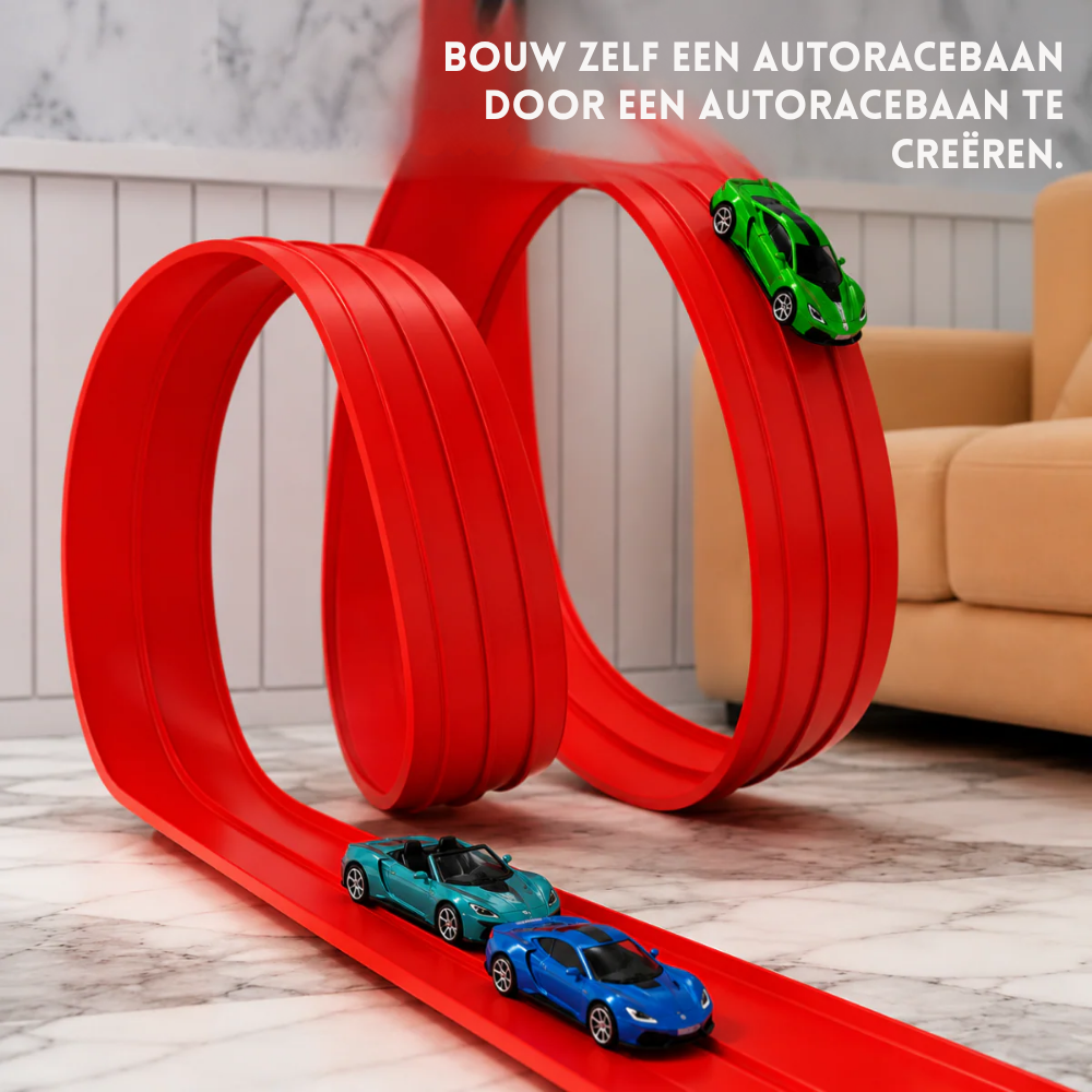 RaceRoll – Flexibele Racebaan met Push-and-Go Autootjes – Speelgoed