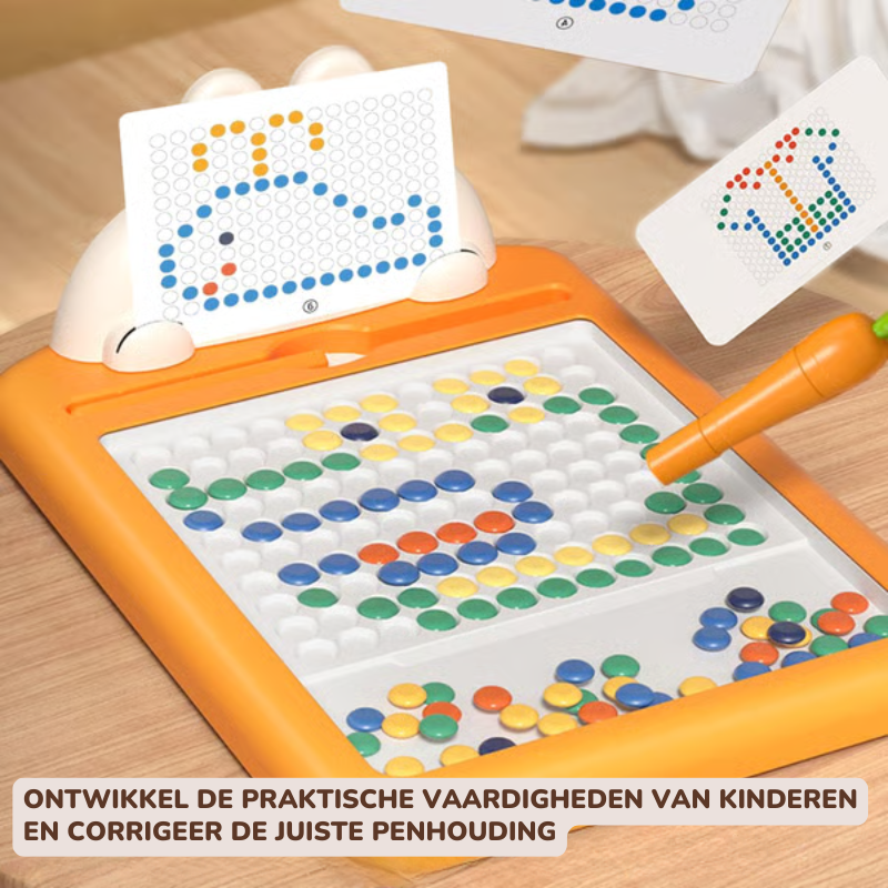 MagniBunny™ – Montessori Magnetisch Dot Art Tekenbord – Creatief Speelgoed met Wortelpen
