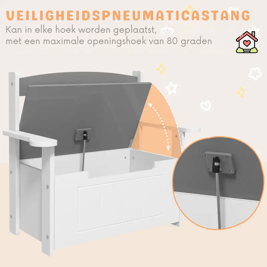 PlayBench™ – 2-in-1 Speelgoedkist & Zitbank – Opbergbank met Rugleuning en Armleuningen