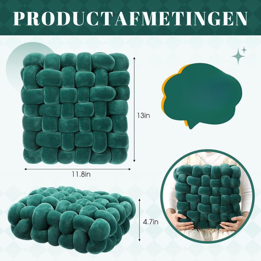 KnotCushion – Gevlochten Sierkussen in Vierkant Design