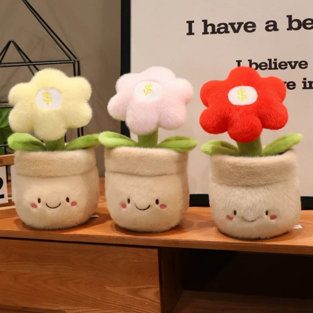 MoneyBloom – Pluche Bloem in Glimlachende Bloempot