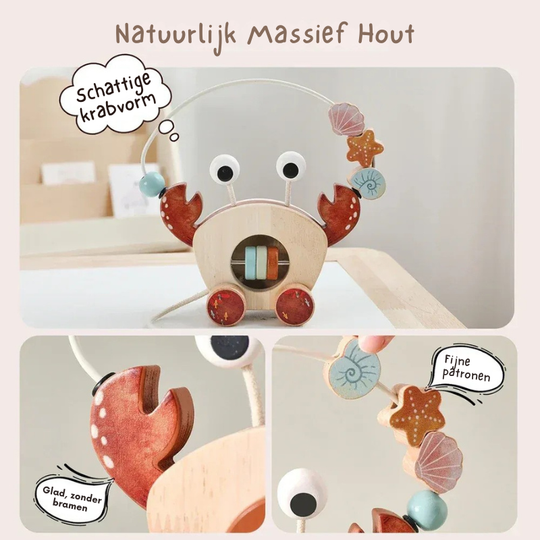 CrabbyPull™ – Houten Trekkrab Speelgoed – Leuk & Educatief