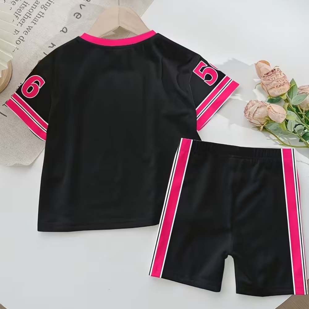 SunnyBloom – Jersey T-shirt met Shorts voor Meisjes