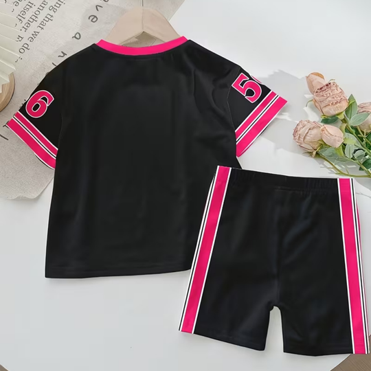 SunnyBloom – Jersey T-shirt met Shorts voor Meisjes