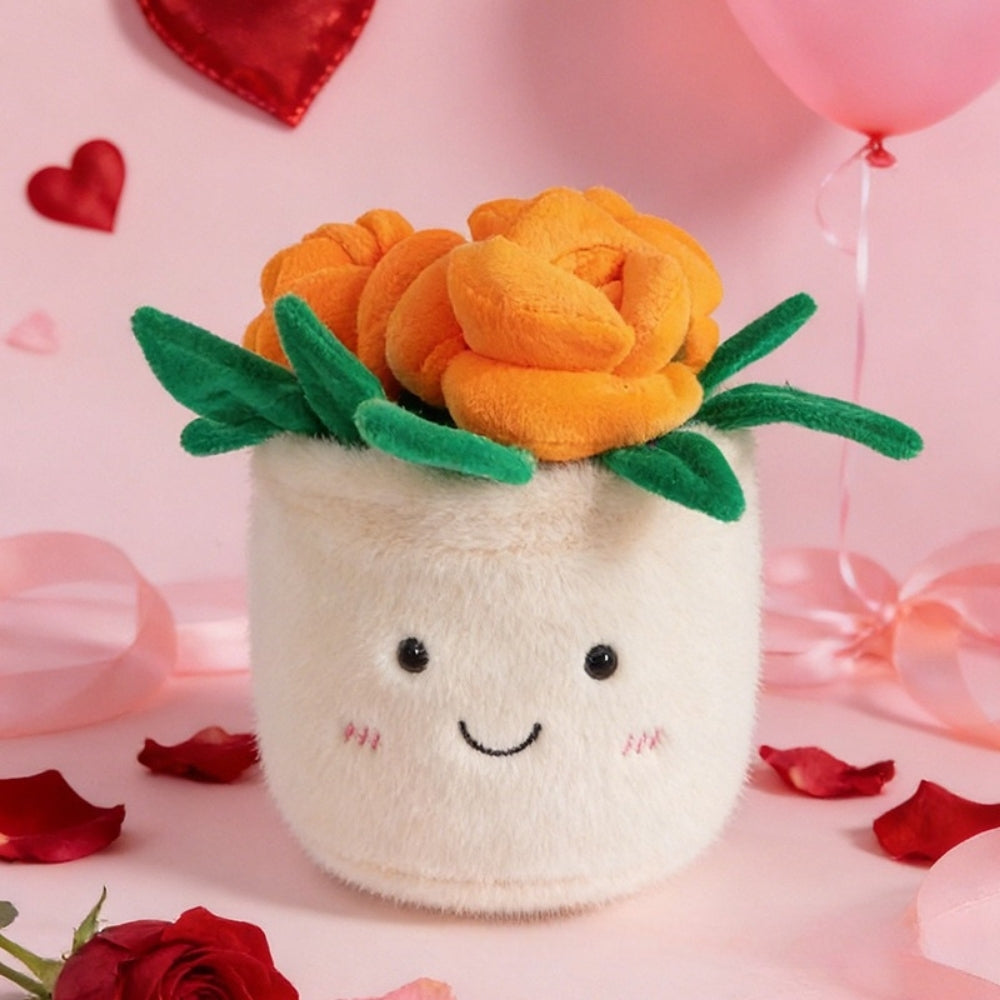 RoseBuddy – Pluche Roos in Glimlachende Bloempot