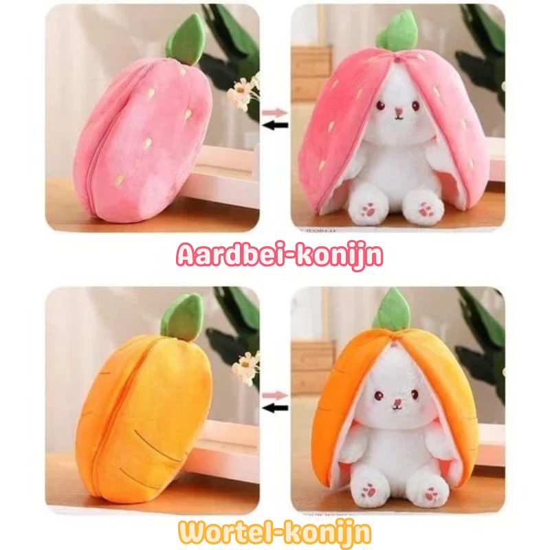 StrawberryBunny™ – Aardbei & Wortel Veranderbare Plysch Kanin
