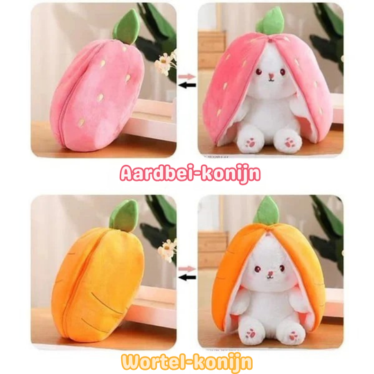 StrawberryBunny™ – Aardbei & Wortel Veranderbare Plysch Kanin