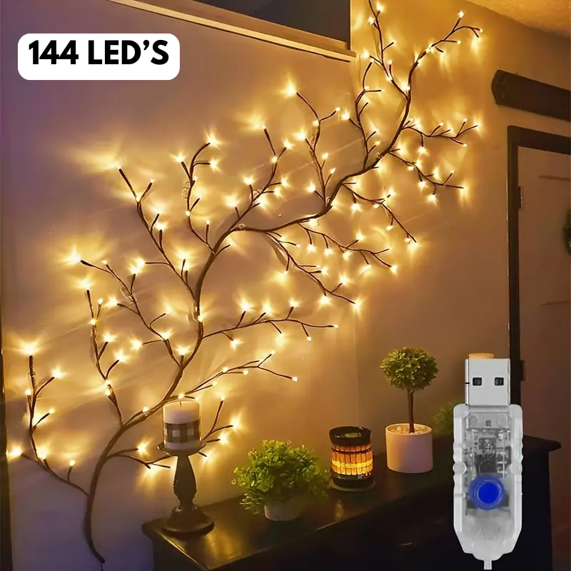 LumiVine™ – Buigbare LED Wilgentaklamp met Lichtjes