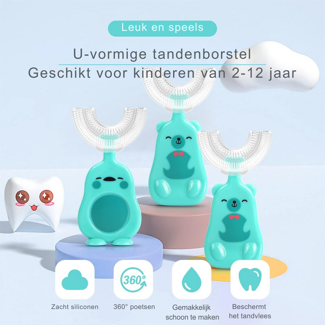 MiloBrush™ U-vormige Kinder Tandenborstel (3Pack) – Diervorm (2-12 jaar)