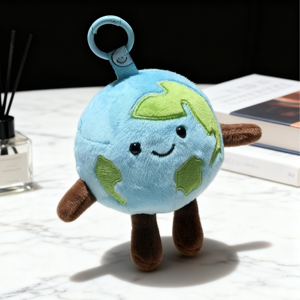 EarthCharm – Wereldbol Knuffel Sleutelhanger