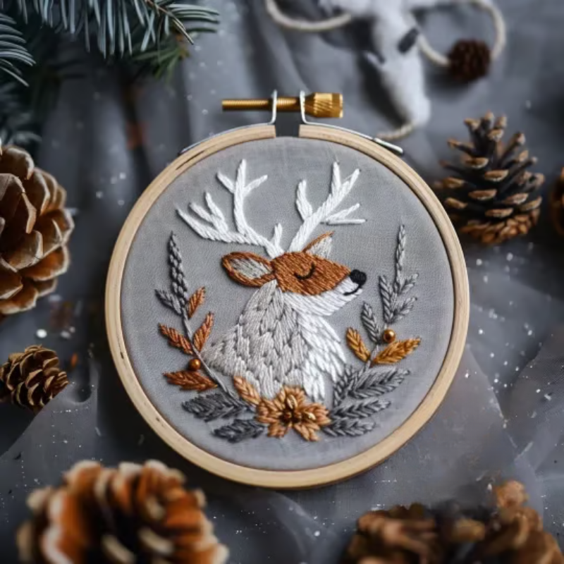 FestiveStitch™ – DIY Kerstborduurset voor Beginners met Winterse Sneeuwscènes