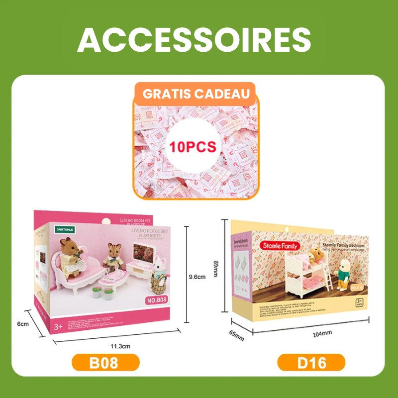 TinyVilla™ – 1:12 Poppenhuis Meubelpakket – Keuken & Dinette