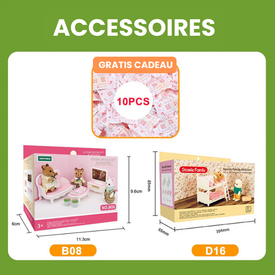 TinyVilla™ – 1:12 Poppenhuis Meubelpakket – Keuken & Dinette