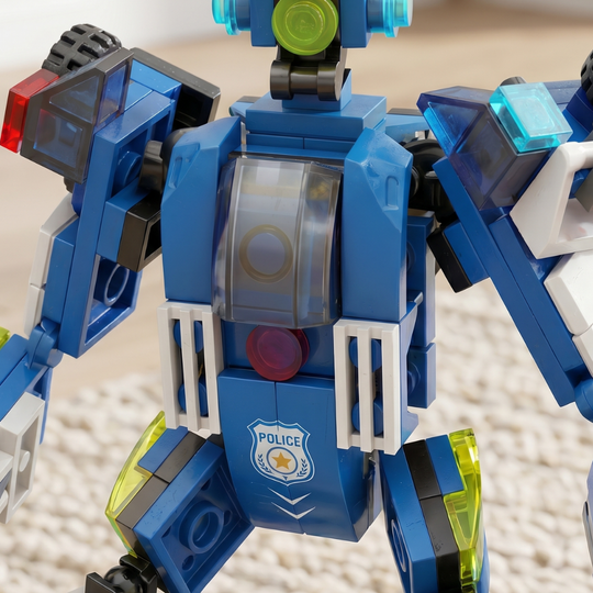 MechaPolice – 6-in-1 Politie Robot & Voertuig Bouwset (135 Stuks)