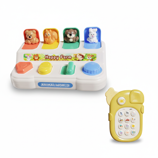 HappyAnimal – Pop-up Activiteitenbord & Muziektelefoon