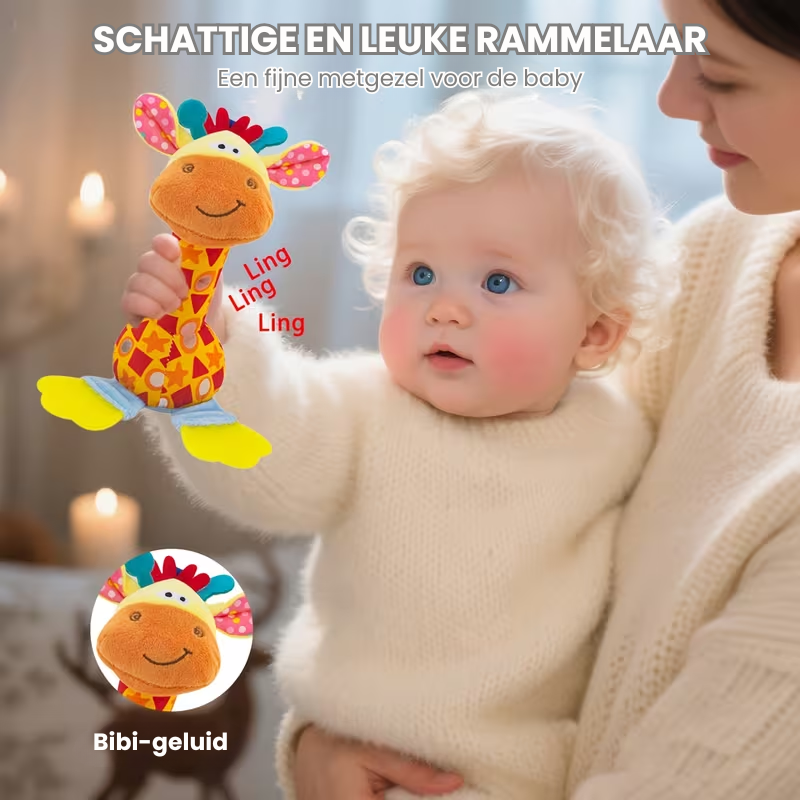 RattlePals™ – Baby Pluche Rammelaar – Zachte Handbellen Speelgoed