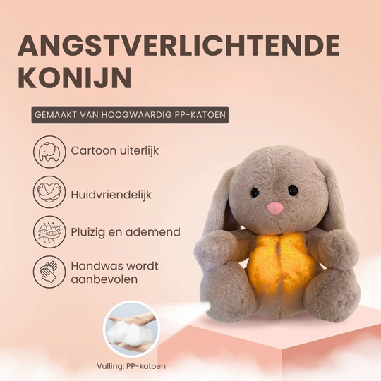 SleepCuddle – Ademend Konijn Knuffel met Licht en Rustgevende Geluiden