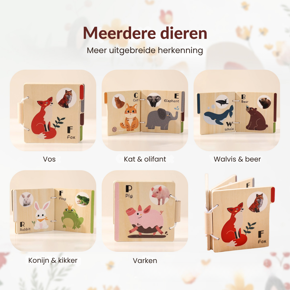 AnimalLearn – Houten Dieren Leerboek voor Peuters