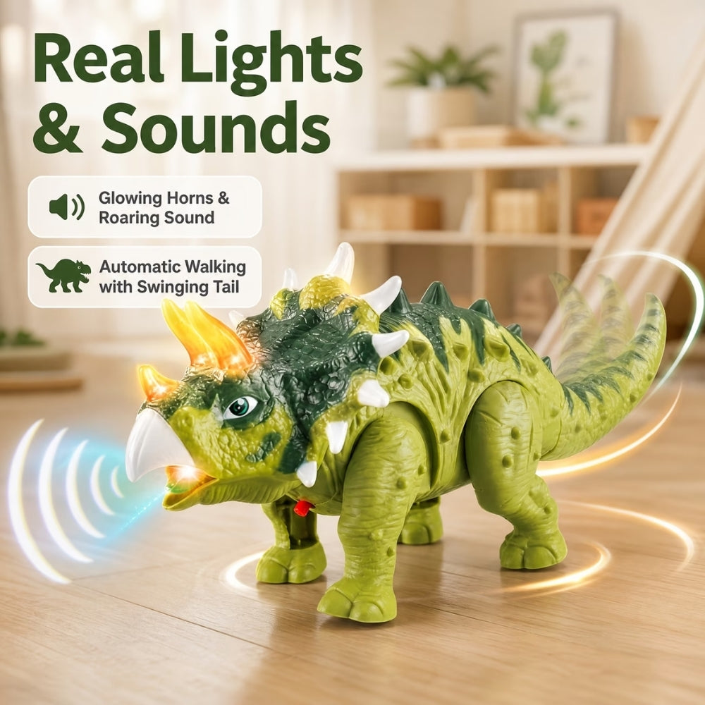 DinoHoorn – Lopende Speelgoeddinosaurus met Licht en Geluid