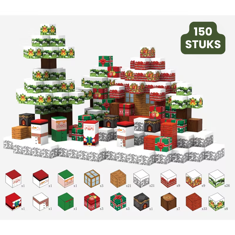 MagniXmas™ – 150-delige Magnetische Kerstthema Bouwblokken Set