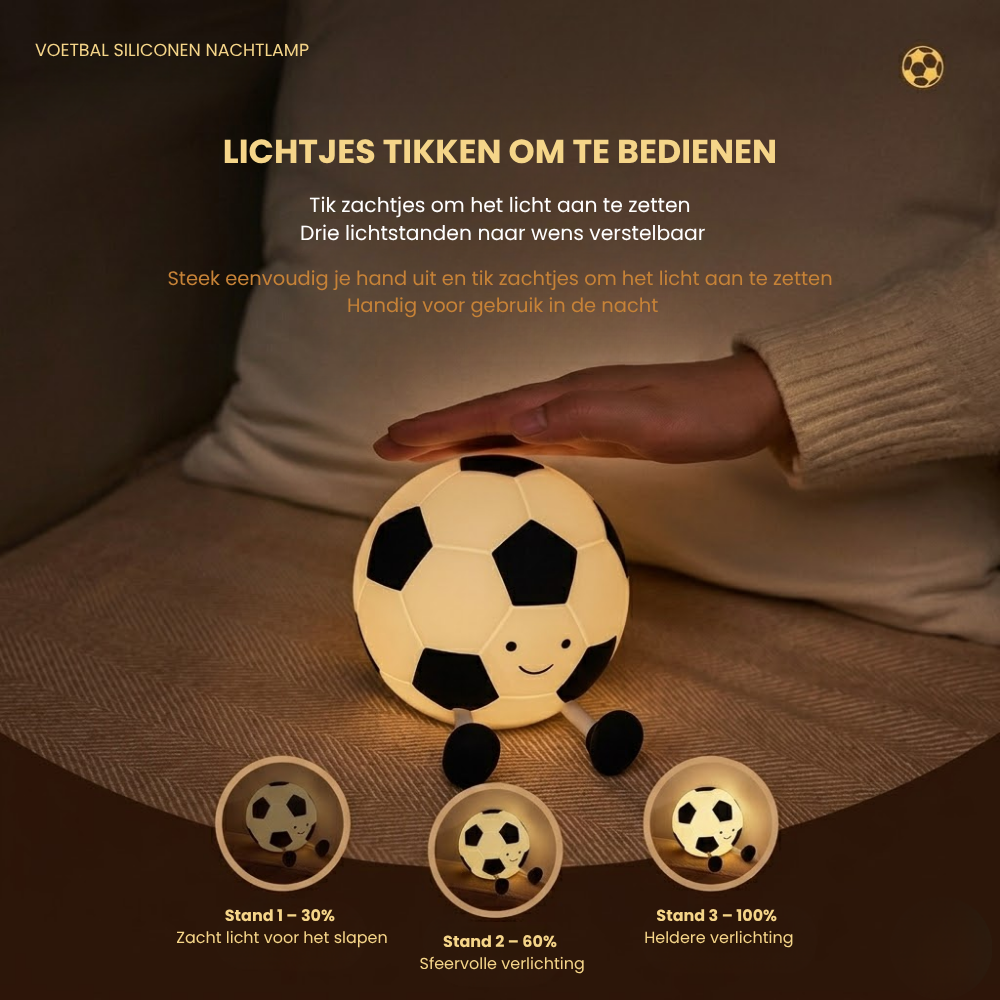 SoccerGlow – Siliconen Voetbal Nachtlamp met Touchbediening