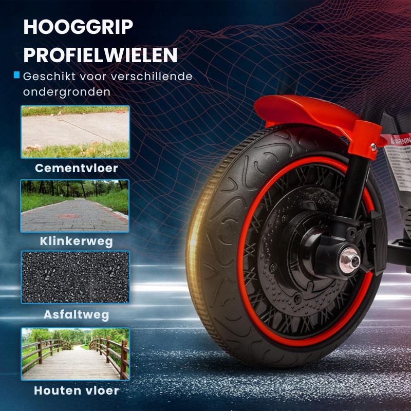 RoadRider™ Speelgoed Motorfiets – Rood/Zwarte Motor met Afneembare Zijwieltjes