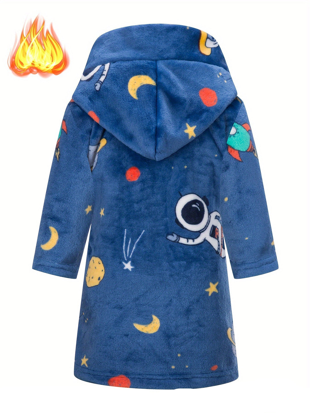 SpaceDreamRobe™ – Jongens Fleece Badjas met Capuchon en Astronautenprint