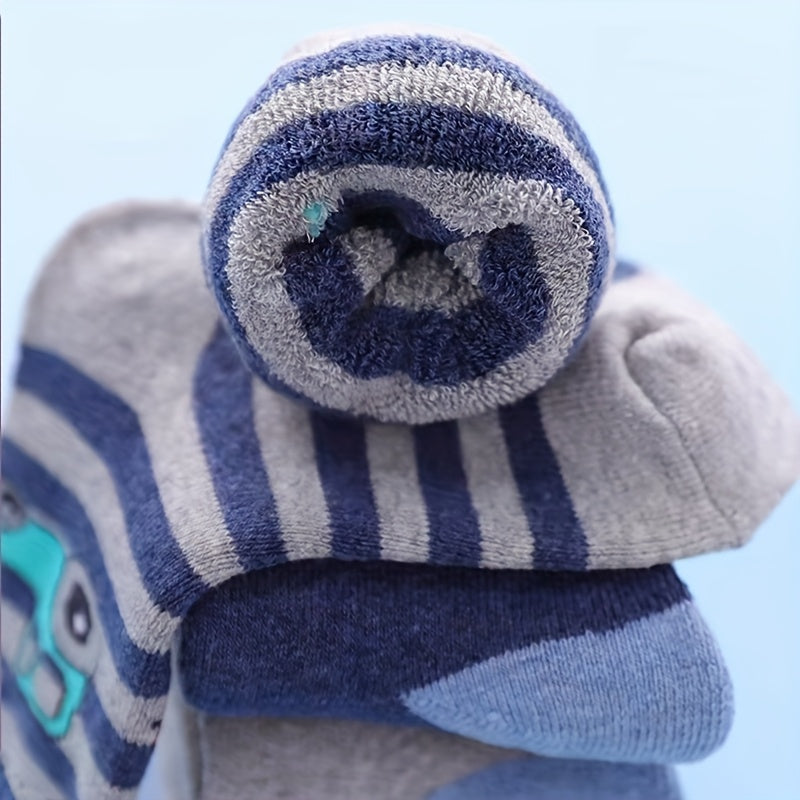 CarCozy™ – 10-Pack Jongens Cartoon Auto Sokken Set – Dikke Gebreide Sokken