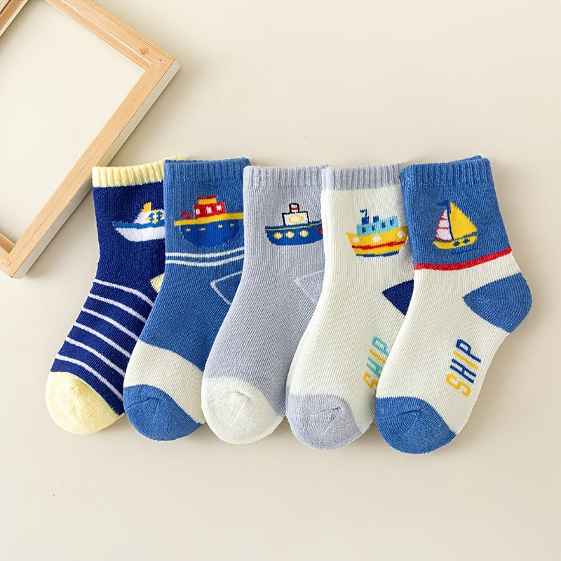 SailCrew™ – 5-Pack Kindersokken – Dikke Winter Sokken