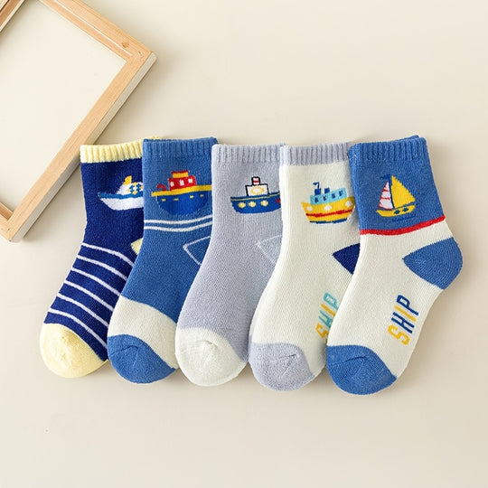 SailCrew™ – 5-Pack Kindersokken – Dikke Winter Sokken