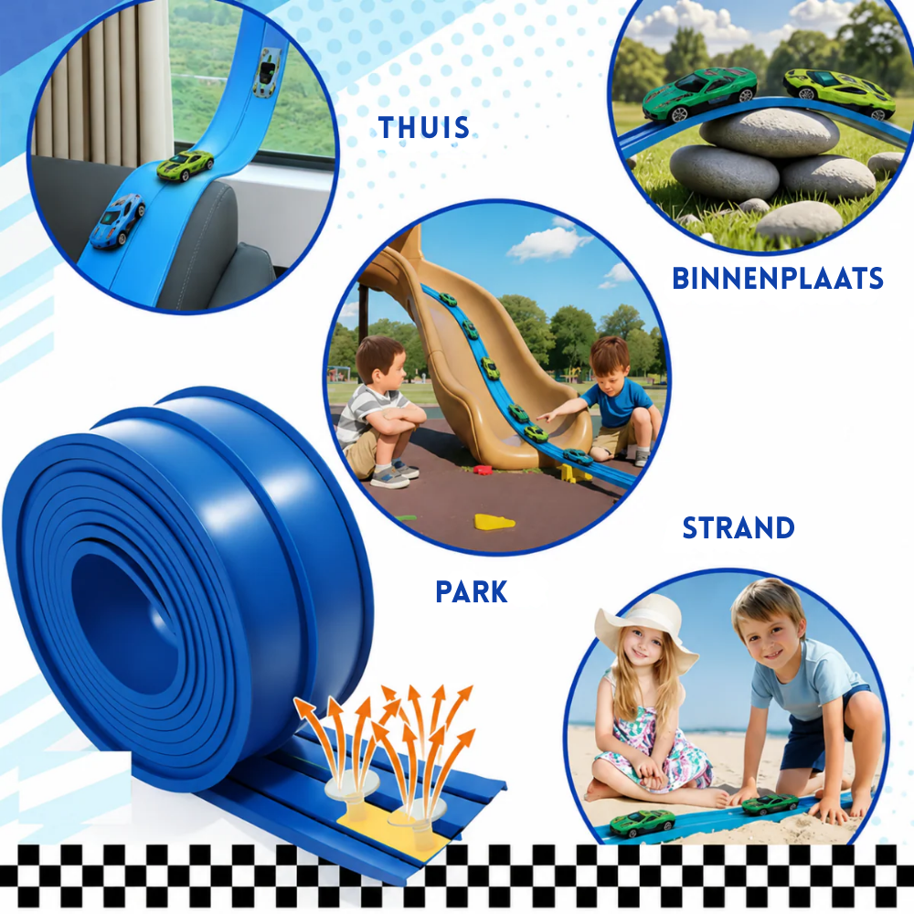 RaceRoll – Flexibele Racebaan met Push-and-Go Autootjes – Speelgoed