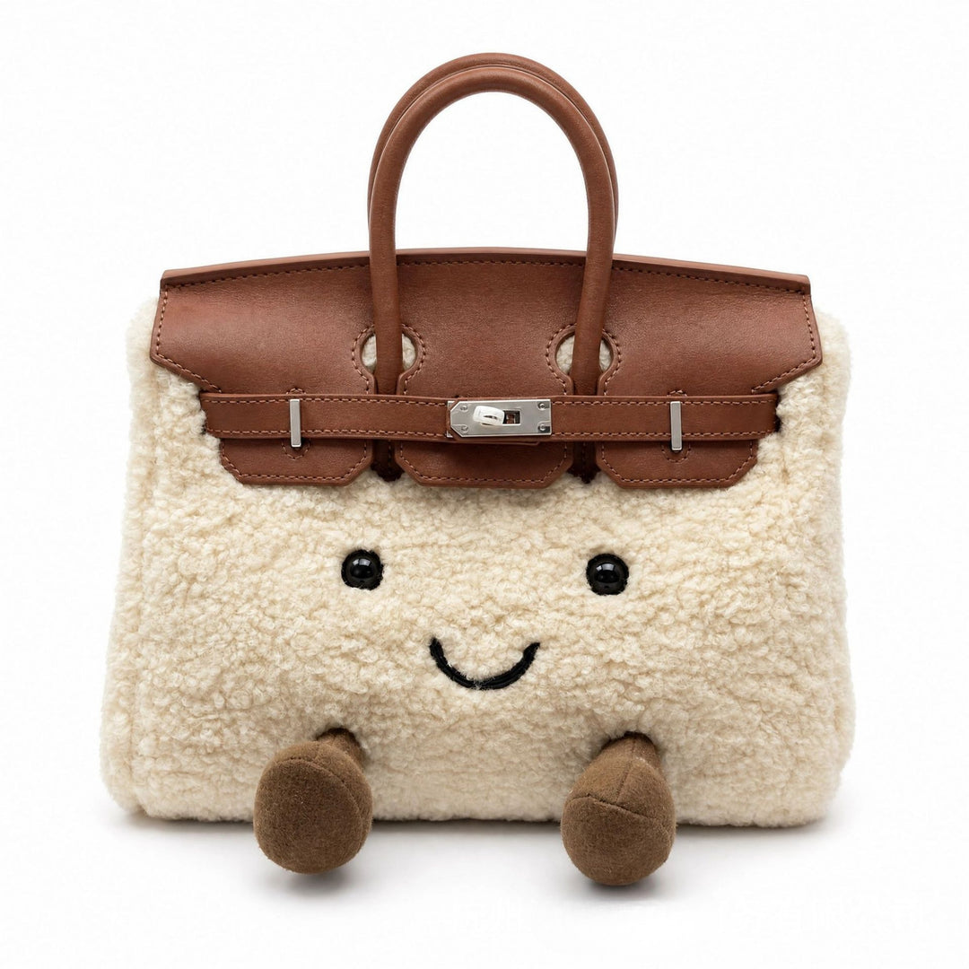CozyPurse – Bolsito de Peluche con Carita en Tonos Naturales