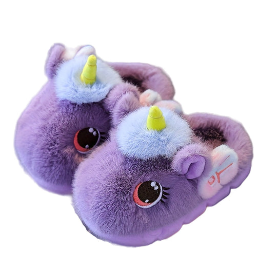 UniCozy™ – Meisjes Eenhoorn Winterhuispantoffels met Pluche
